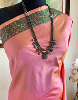 DHIYA - PEACH PINK SHOT KANJIVARAM GREEN BORDER