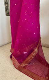 RIMI – MAGENTA PINK CHANDERI SILK SAREE WITH GOLD ZARI