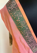 DHIYA - PEACH PINK SHOT KANJIVARAM GREEN BORDER