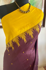 YUKTIKA - CHOCOLATE BROWN KANJIVARAM WITH YELLOW MOTIFS AND BORDER