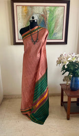 AKSHAYA - BROWNISH PEACH KANJIVARAM WITH CHECKS AND TACKS