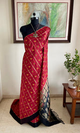 PANKTI – RED AND GOLD GHARCHOLA SAREE WITH ELEPHANT MOTIFS