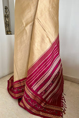 AVIKA – KORVAI CREAM MAROON SAREE WITH HAND ZARI EMBROIDERY