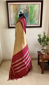 AVIKA – KORVAI CREAM MAROON SAREE WITH HAND ZARI EMBROIDERY