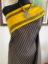 KIRA - PURPLE YELLOW STRIPED KANJIVARAM WITH GREEN AANCHAL