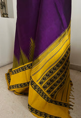 NIVARA – RICH PURPLE KANJIVARAM SILK SAREE WITH PEACOCK MOTIFS