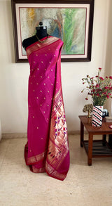NITHILA - MAGENTA PAITHANI WITH NARALI BORDER MOR KUNDA AANCHAL