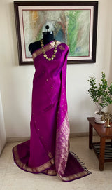 MEHALINI – MAGENTA PURPLE KANJIVARAM SAREE WITH ZARI BOOTIS