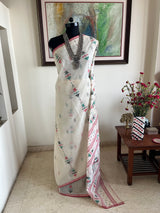 DHAVALI - CREAM JAMDANI COTTON SAREE WITH FINE MOTIFS