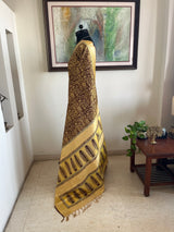 SUBHRANSHI- ELEGANT BROWN SILK SAREE WITH FLORAL AND FERN DETAILING