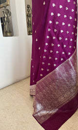 TISYA- ROYAL PURPLE BANARASI WITH SILVER ZARI FLORAL WEAVES