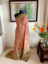 TRIPTA – PINKISH PEACH BANARASI WITH GOLD FLORAL WEAVE