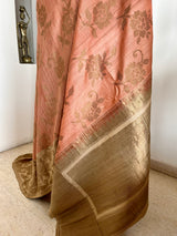 TRIPTA – PINKISH PEACH BANARASI WITH GOLD FLORAL WEAVE