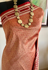 TAPASI – PEACH SAMBALPURI HANDLOOM SILK WITH MAROON BOMKAI AANCHAL