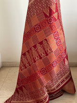 TAPASI – PEACH SAMBALPURI HANDLOOM SILK WITH MAROON BOMKAI AANCHAL