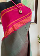 DEEKSHIKA – DARK OLIVE GREEN GANGA JAMUNA KANJIVARAM ELEGANCE