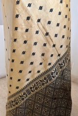 NIYATA – CREAM ASSAM SILK WITH FLORAL VINES AND GEOMETRY