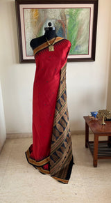 SHREEJITA - EXQUISITE BOMKAI SILK SAREE WITH FLORAL AANCHAL