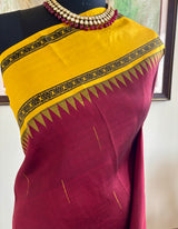 ASHOKAA – CHOCOLATE MAROON KANJIVARAM WITH FLORALS AND THAZHAMPU