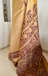 SHAMPASHREE - BEIGE AND MAROON BALUCHARI SILK OF EPIC TALE