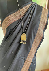 RASITA- BLACK PATLI BOMKAI WITH RUDRAKSHA WOVEN GEOMETRIC DETAILS