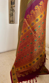 DISHA – OLIVE STRIPED KANJIVARAM WITH RICHLY WOVEN FLORALS