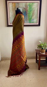 DISHA – OLIVE STRIPED KANJIVARAM WITH RICHLY WOVEN FLORALS