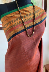 TARIKA — COFFEE BROWN KANJIVARAM WITH RUDRAKSHA BORDER DETAILS