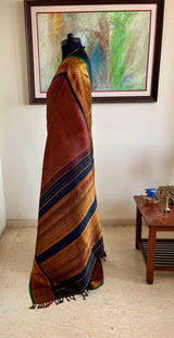 TARIKA — COFFEE BROWN KANJIVARAM WITH RUDRAKSHA BORDER DETAILS