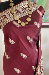 JHUMUR - CHOCOLATE BROWN BALUCHARI SILK SAREE OF TIMELESS TALES