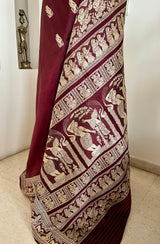 JHUMUR - CHOCOLATE BROWN BALUCHARI SILK SAREE OF TIMELESS TALES