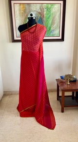 AVYRA – PEACH ORANGE FLORAL PURE GEORGETTE SILK SUMMER DRAPE