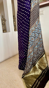 AARSHVI — PURPLE BANDHANI WITH AJRAKH AND LAGDI PATTA ZARI AANCHAL