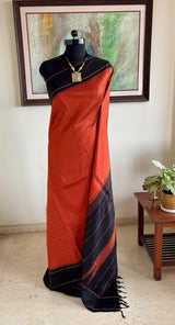 AKHILA — FESTIVE KATTAM KANJIVARAM IN RUST, BLACK AND THAZHAMPU