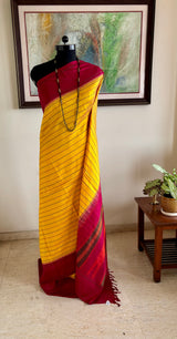 VIDHULA — YELLOW VELDHARI KANJIVARAM WITH A COLOURFUL AANCHAL