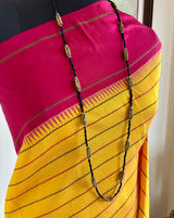 VIDHULA — YELLOW VELDHARI KANJIVARAM WITH A COLOURFUL AANCHAL
