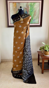 SUREENA — GOLDEN BEIGE AND BLACK CONTEMPORARY ODISHA IKAT