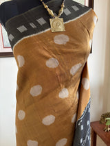 SUREENA — GOLDEN BEIGE AND BLACK CONTEMPORARY ODISHA IKAT