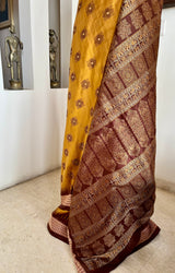 LINAARA – MUSTARD GOLD PATLI BOMKAI WITH HERITAGE MOTIFS