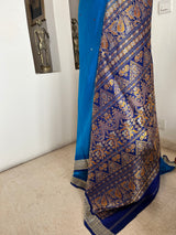REYANSHI – BRIGHT BLUE BOMKAI WITH JACQUARD AANCHAL