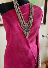 ELARA – MAROON TUSSAR WITH SILVER TEMPLE MOTIFS