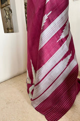 ELARA – MAROON TUSSAR WITH SILVER TEMPLE MOTIFS