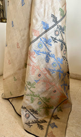 KSHITI- ELEGANT LIGHT BEIGE TUSSAR JAMDANI SARI