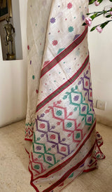 MOUME – LIGHTWEIGHT JAMDANI TUSSAR WITH TEMPLE DIAMOND MOTIFS