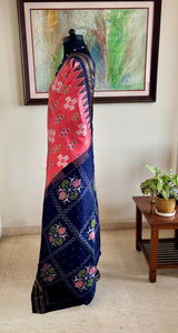 SHUKTI — PINK POCHAMPALLY WITH IKAT GEOMETRY AND BLUE CONTRAST