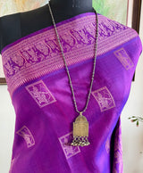 MOUBONI- RAMAYANA TALES WOVEN IN MAGENTA BALUCHARI SILK