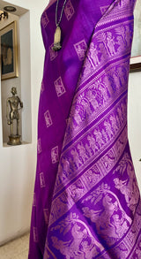MOUBONI- RAMAYANA TALES WOVEN IN MAGENTA BALUCHARI SILK