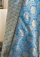 MEHAR- BLUE BANARASI WITH INTRICATE ZARI FLORAL WEAVES ALL OVER