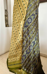 PANKHURI- TIMELESS ELEGANCE, KHANDUA SILK SAREE WITH VERTICAL CHEVRON IKKAT MOTIFS