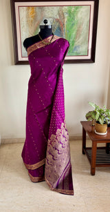 SUHAILA — PURPLE BANARASI WITH AN AANCHAL OF FLORAL ABUNDANCE